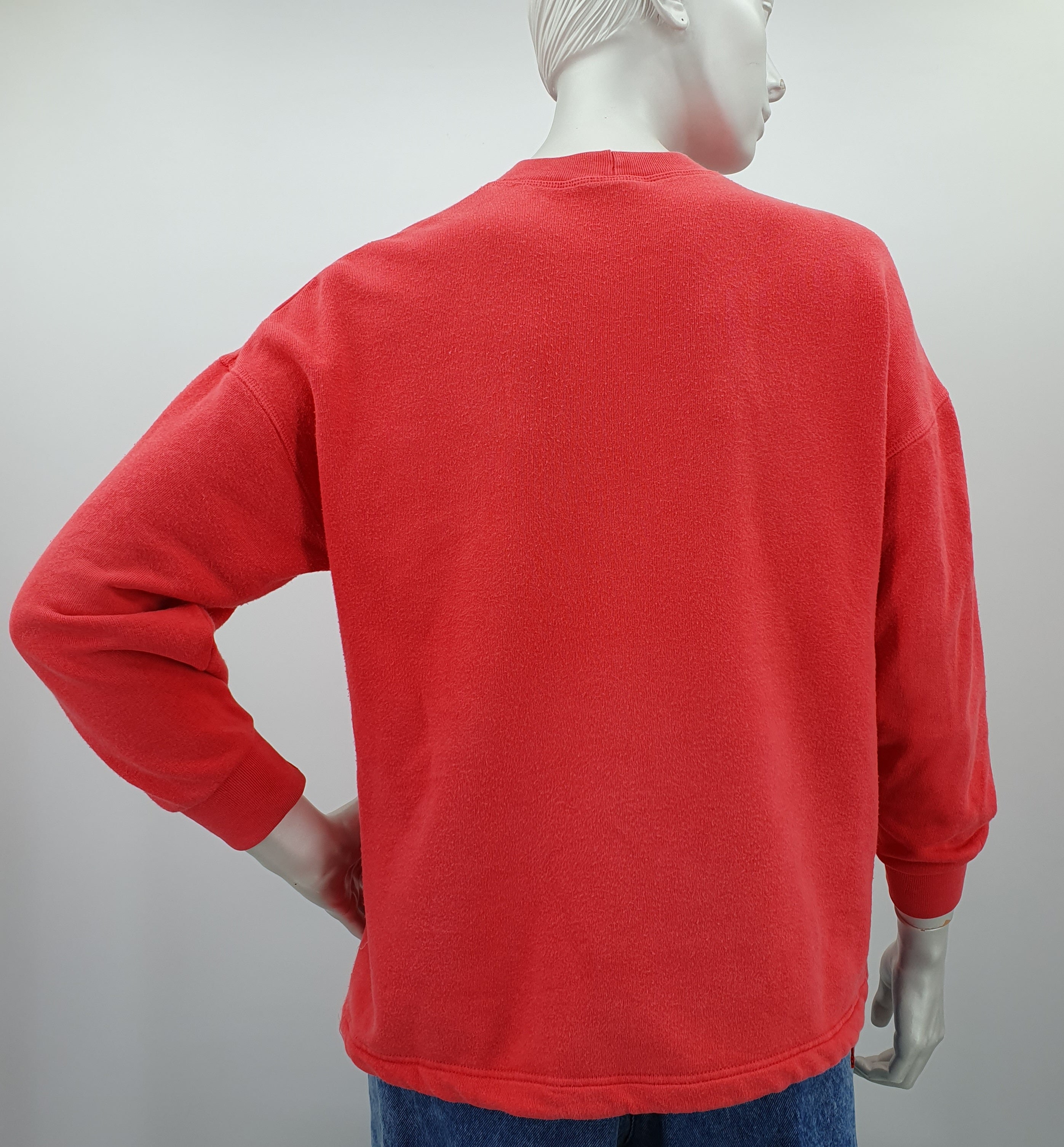 Benetton, coral red sweatshirt from the 80s-90s, size 34-36-(38)