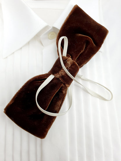 Large bow, dark brown velvet fabric