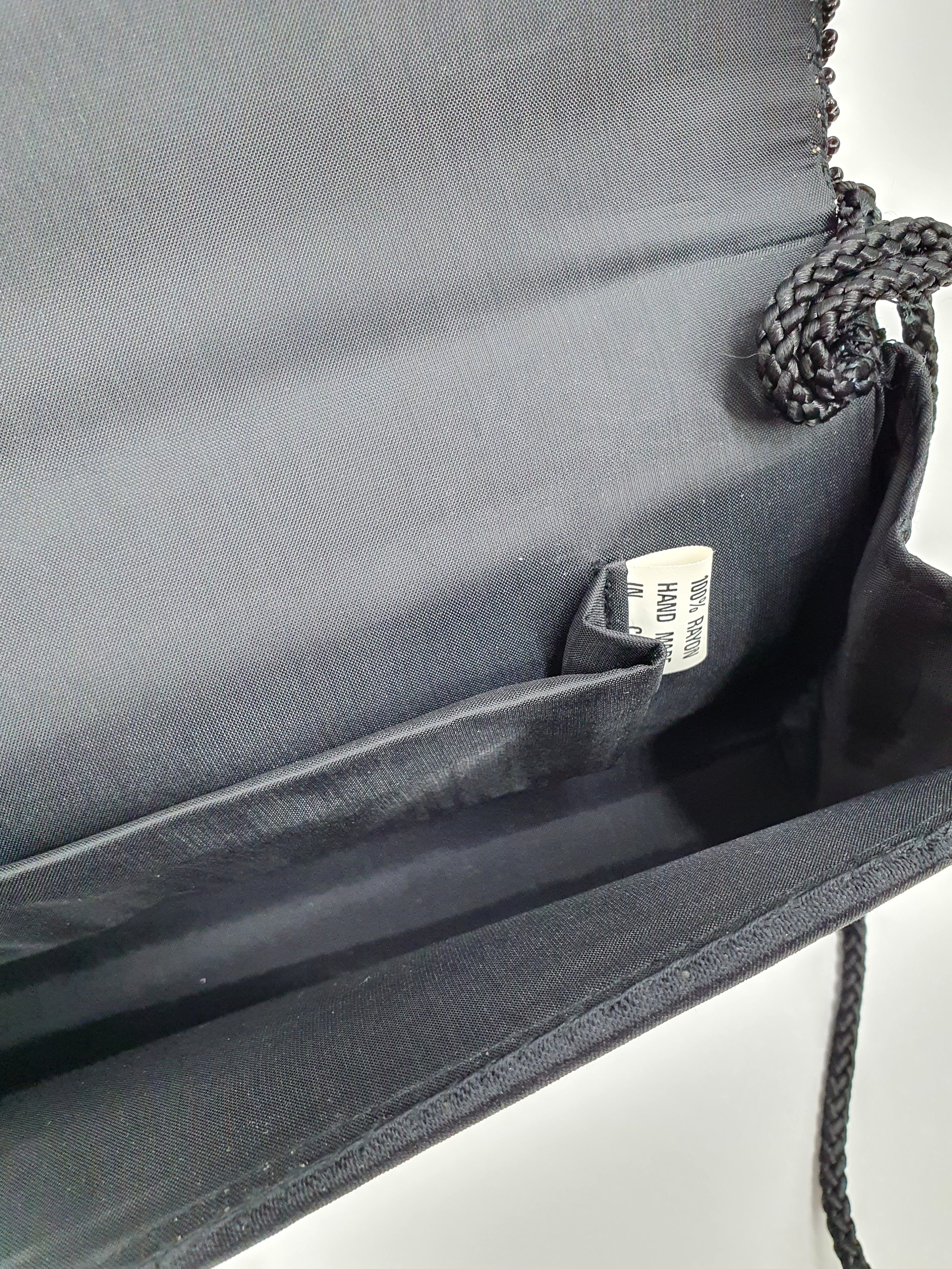 Black pearl embroidered party bag