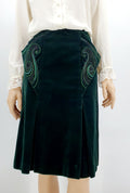 Italian velvet skirt, color forest green, waist 68-72cm, size 34-36