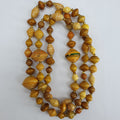 Long wood-colored necklace from the 60s-70s, length 110cm