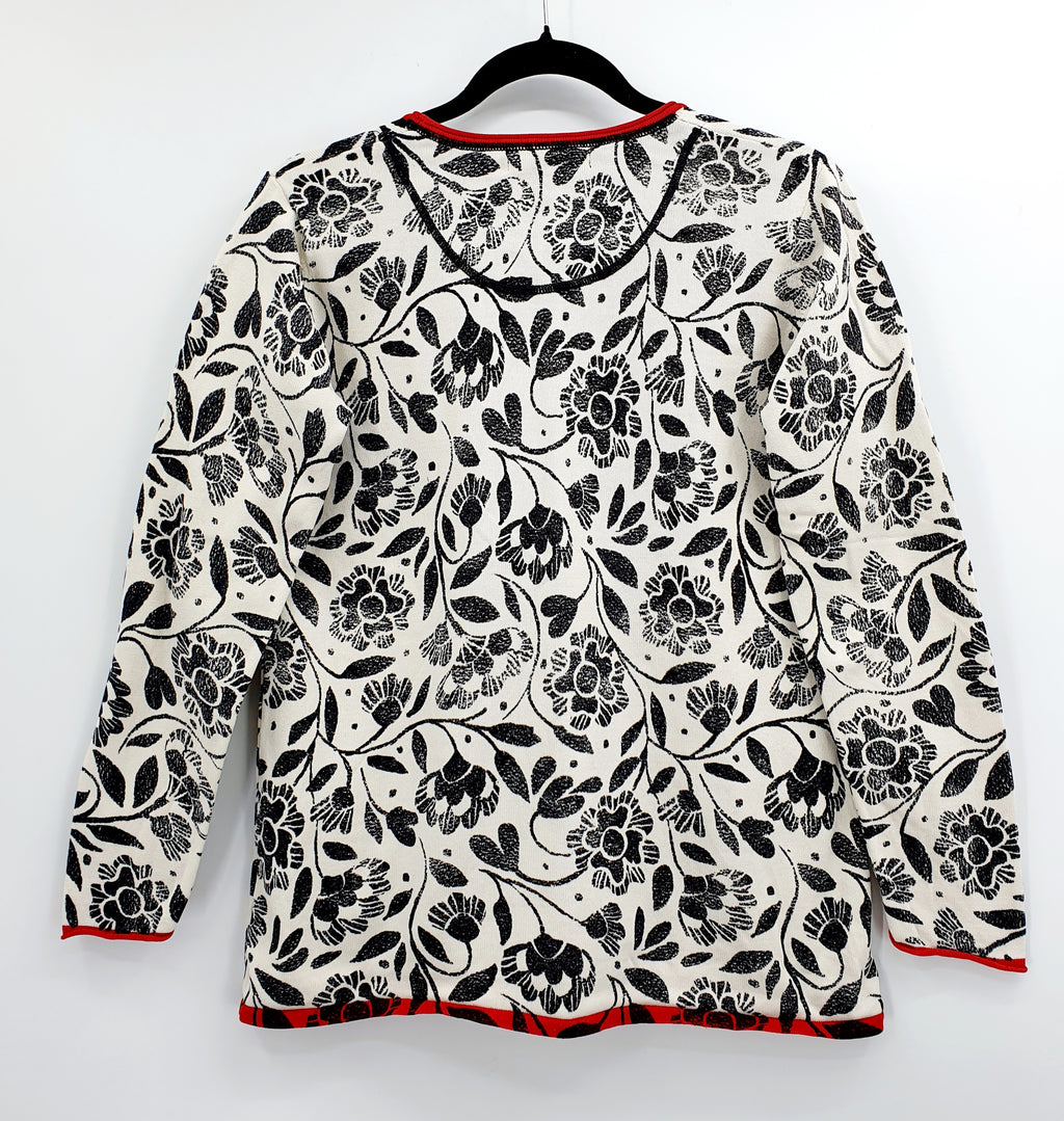 Gudrun Sjöden, black and white cotton sweater, size 36/38 (S)