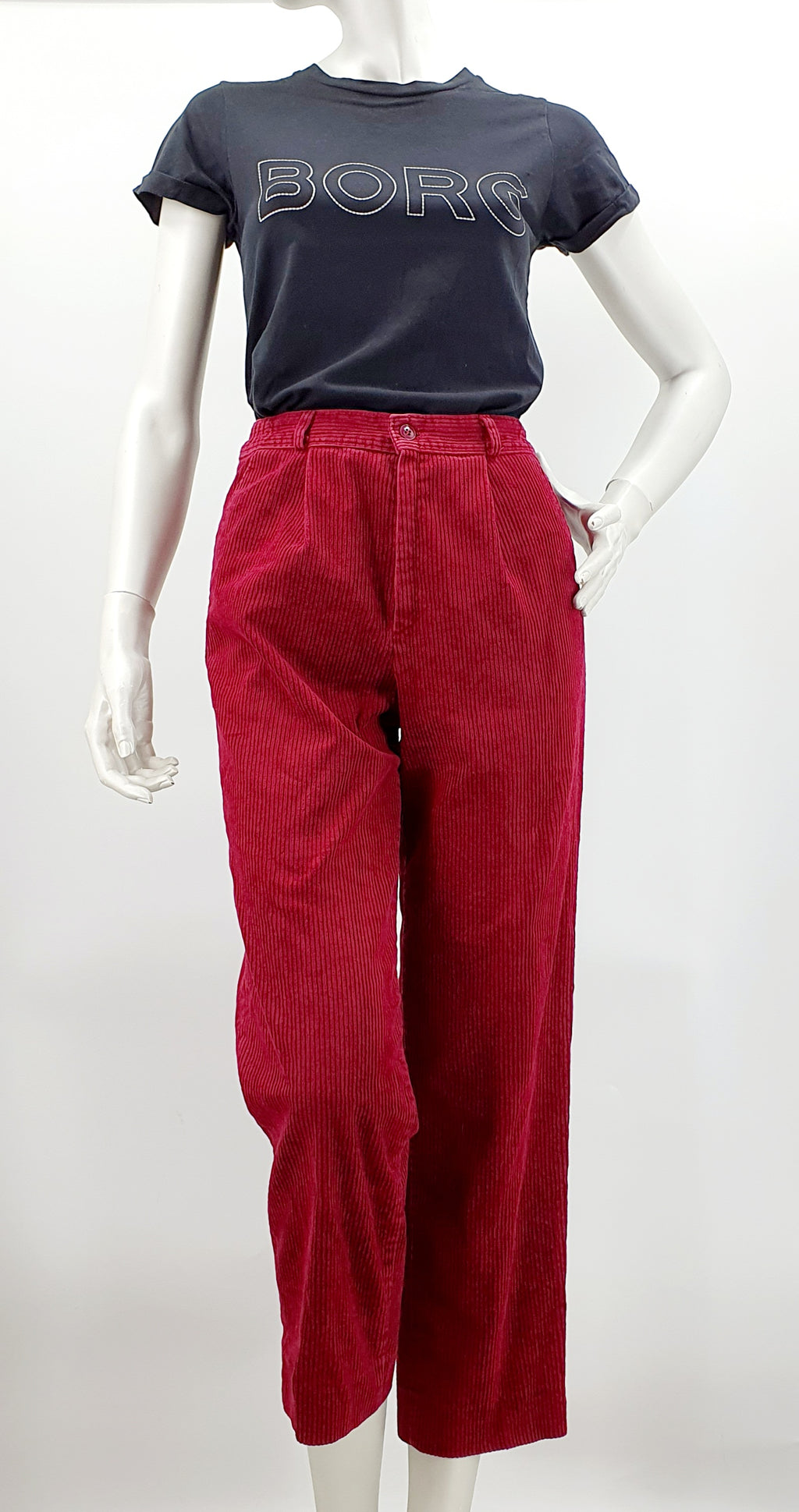 Burgundy corduroy trousers from the 90s, waist 70cm, size 36