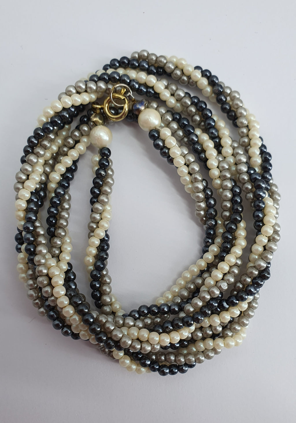 Black-gray-white pearl necklace, length 75cm