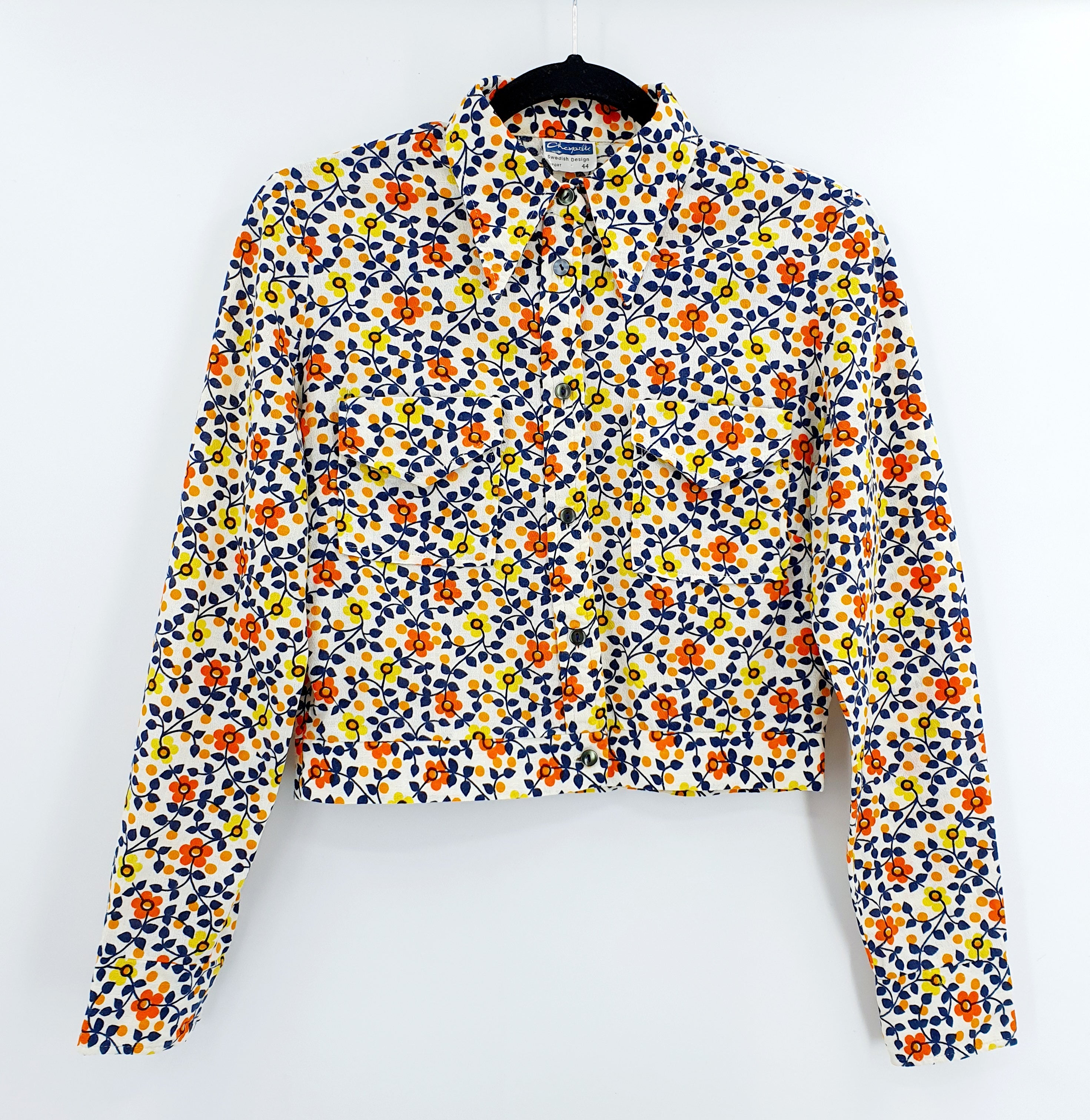 Short floral jacket from the 60s, size 34-36