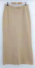 Long beige knitted skirt from the 90s, waist 85-100cm, size 44-46