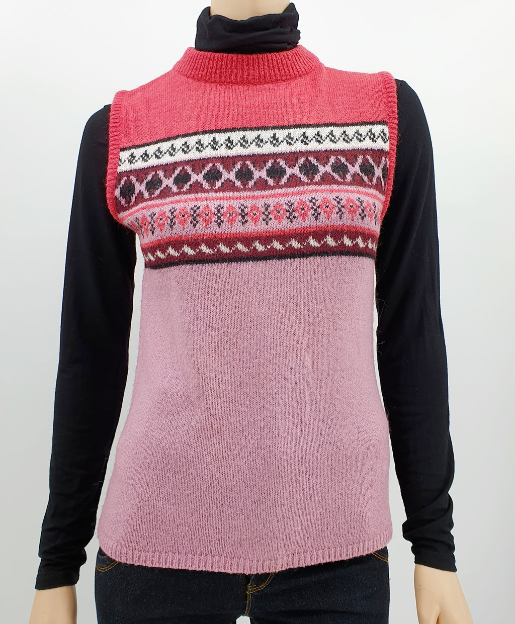 Hihaton villa neuletoppi 90-luku Roosanvärinen 