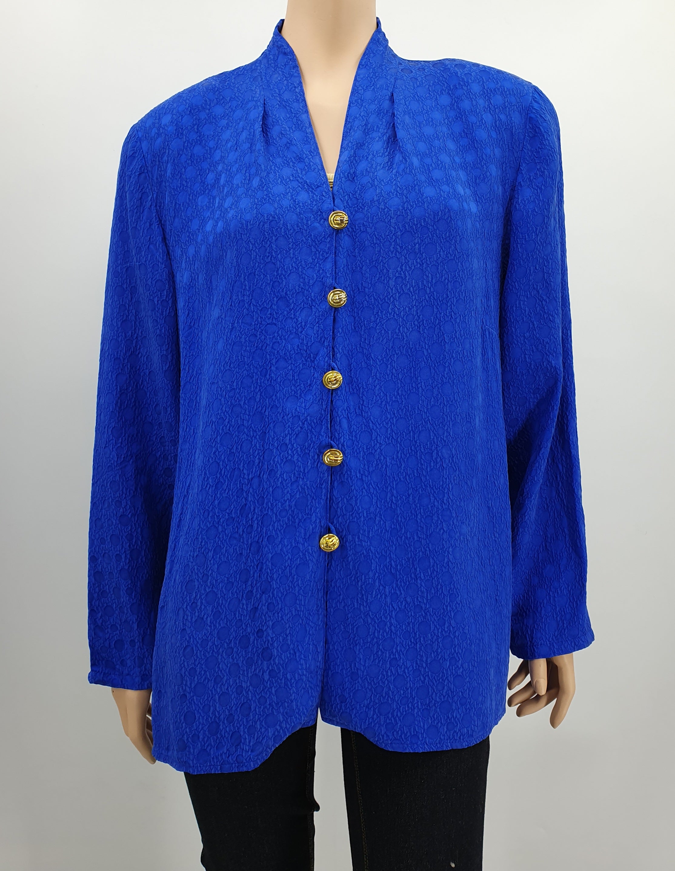 Amis, sähkönsininen silkki jakkupaita 90-luvulta, koko 46