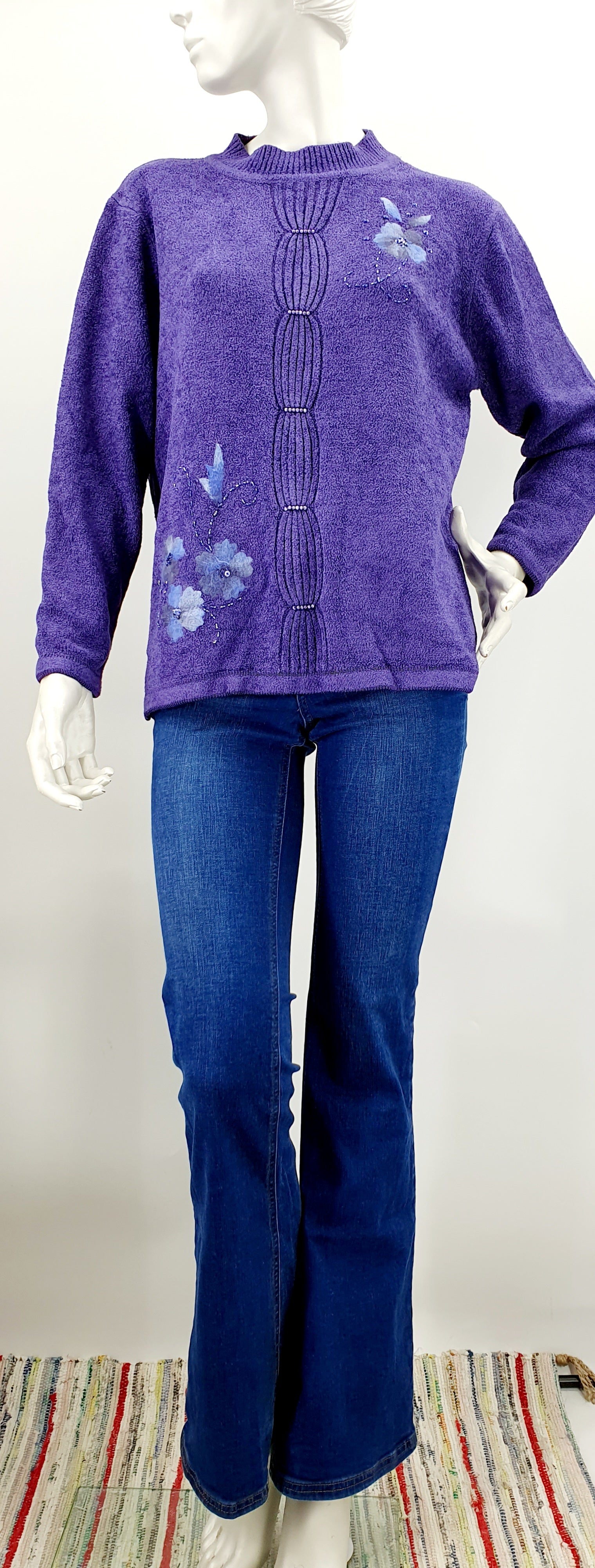 Sara Louise, purple sweater, 90s, size 36-38