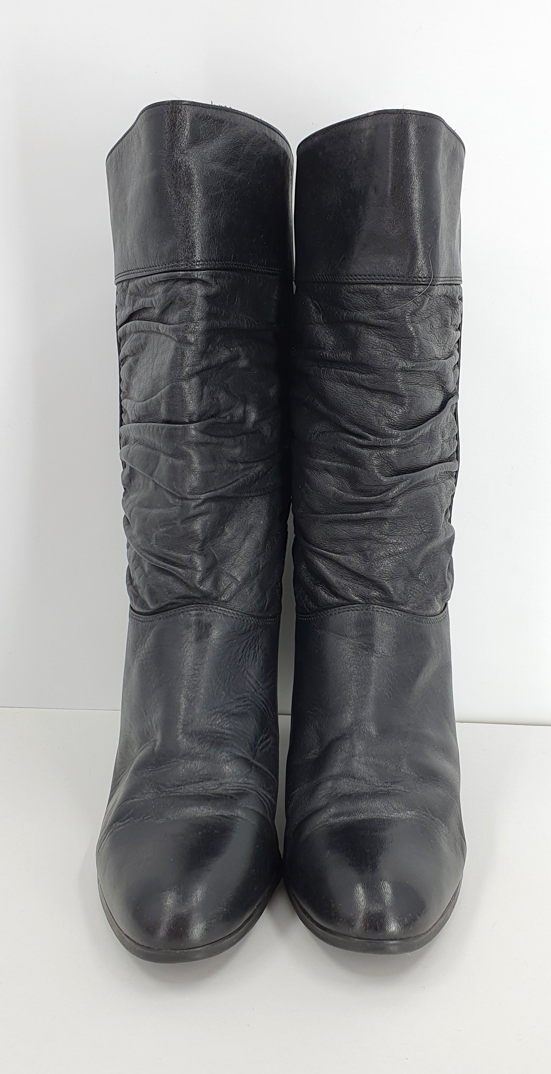 Tuomi-Kenkä, black leather boots from the 80s, size 38