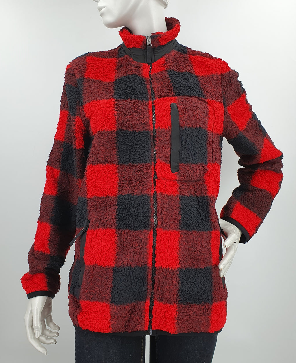 C&A, red and black fleece jacket, size 36-38
