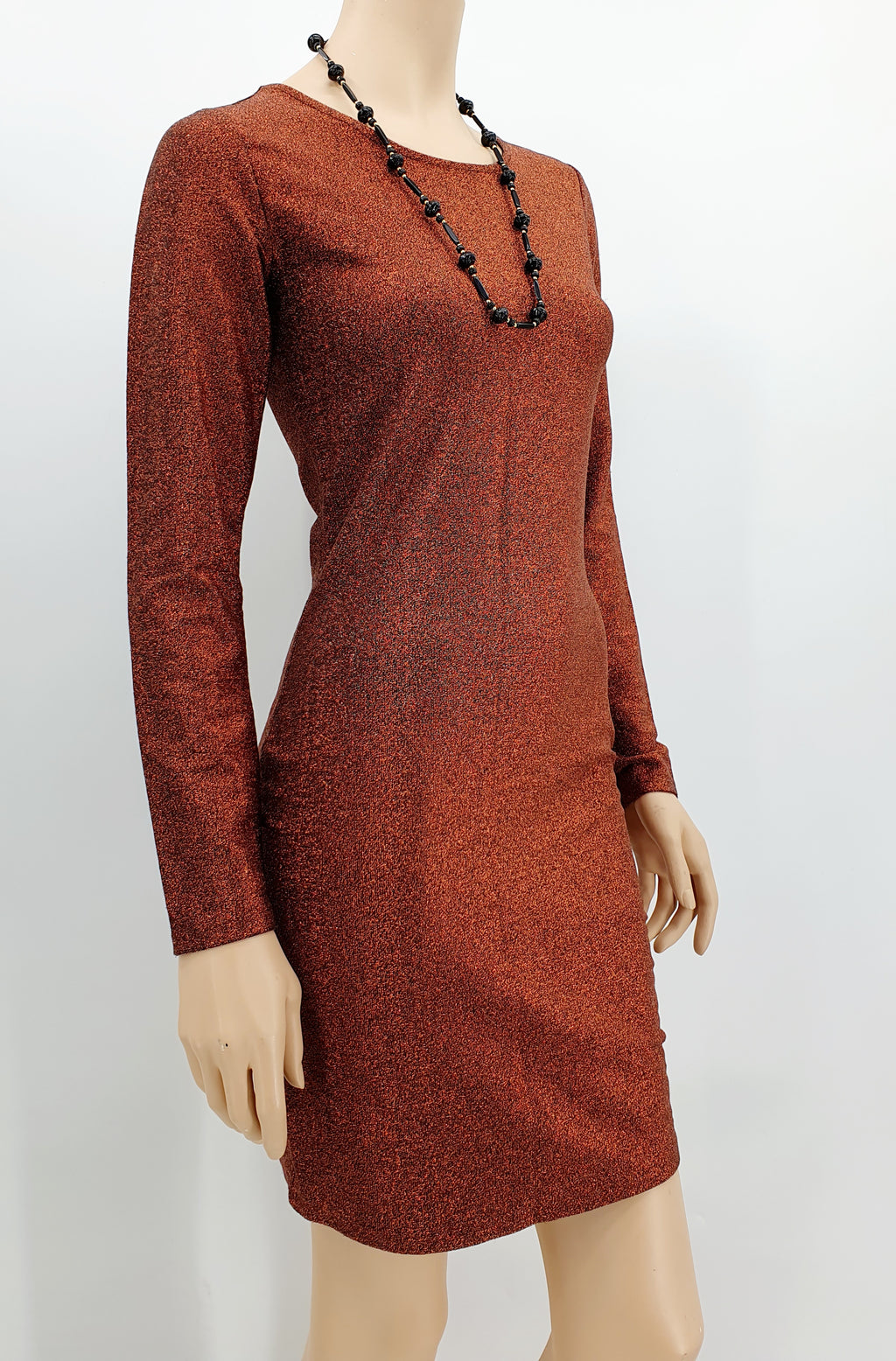 Sparkling copper-colored party dress from the 2000s, size 34-36