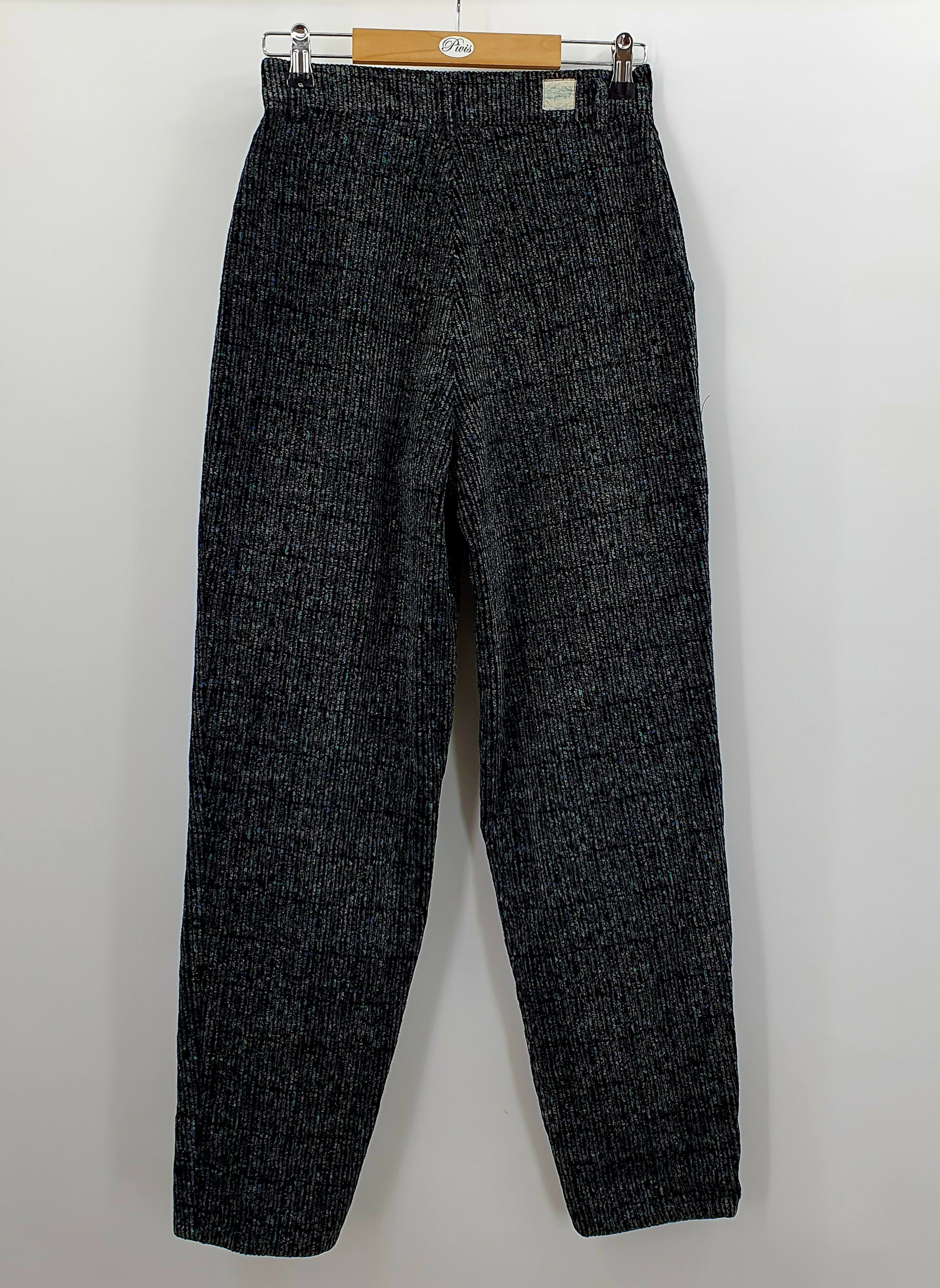 Black-gray corduroy trousers from the 80s, waist 66cm, size 34
