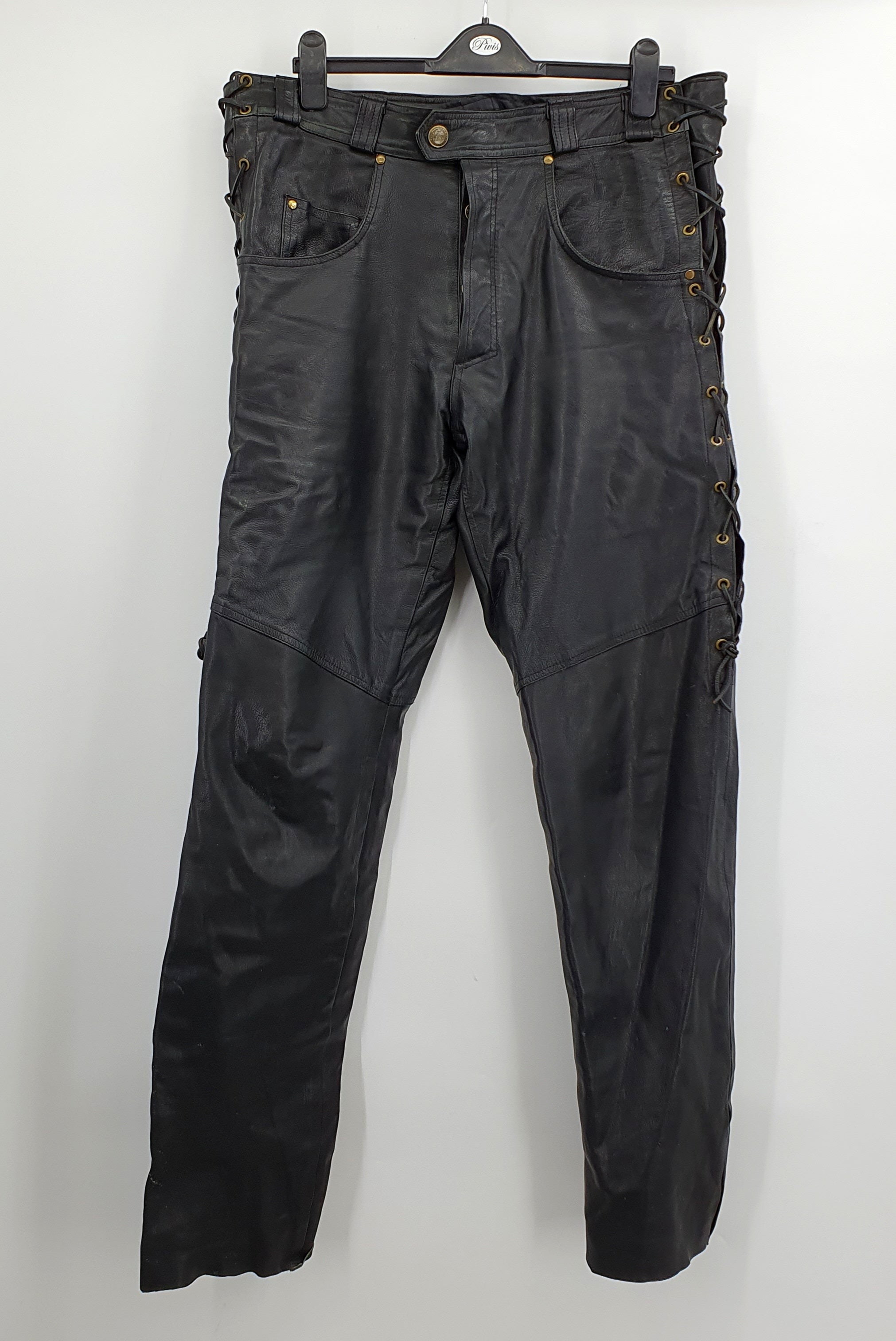 Cress, men's leather pants with removable lining, size C54