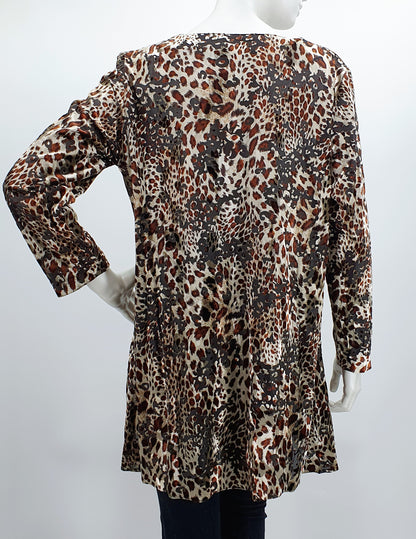 Modelia, leopard print tunic and scarf, size 42-44