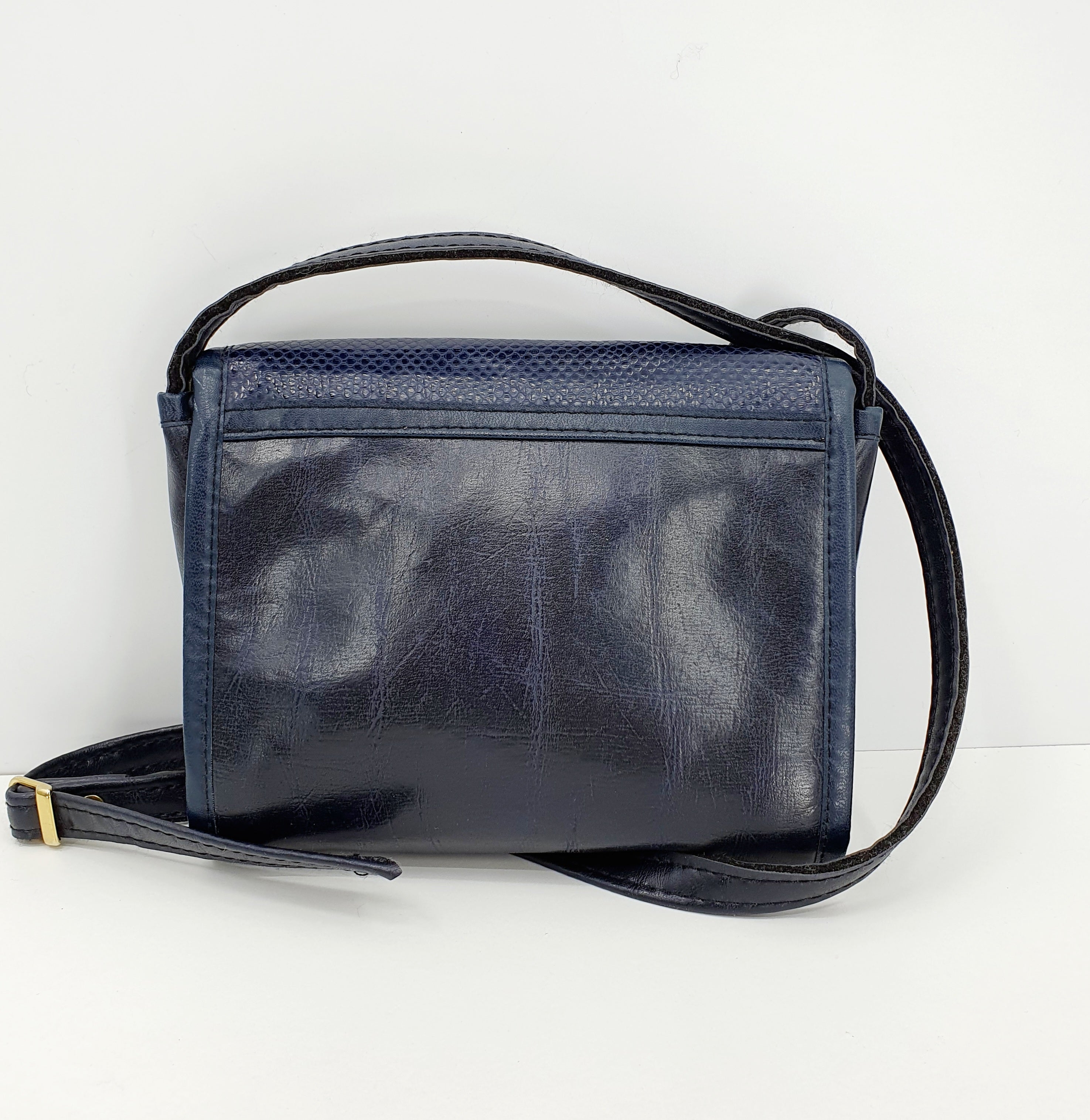 Tri-Laukku, dark blue shoulder bag from the 80s