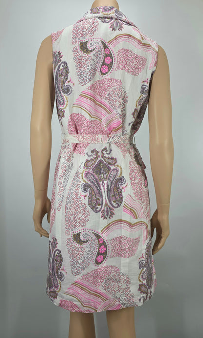 Sleeveless 60s-70s summer dress and belt, size 38