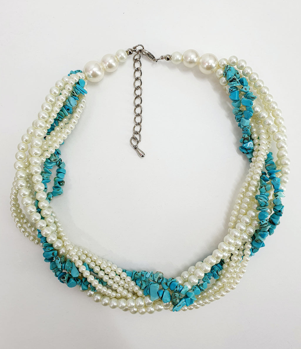 Multi-piece necklace, turquoise stone beads, length 50cm