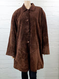 Tummanruskea mokkanahkatakki naiselle, 90-luku, plus size vintagetakki