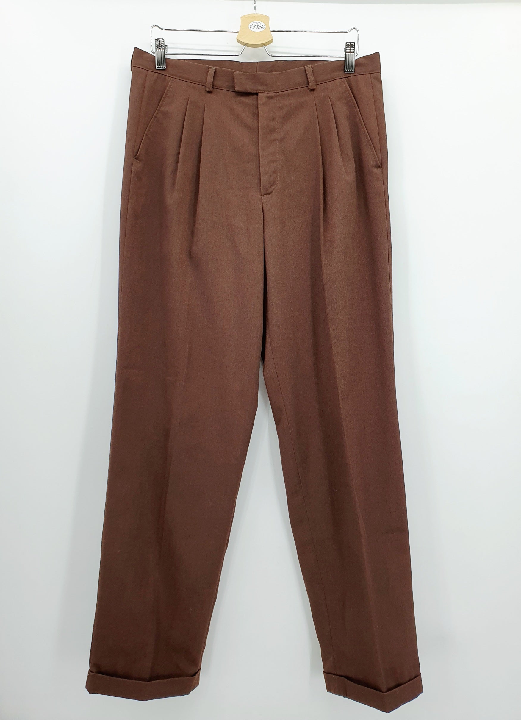 Luhta, miesten suorat housut 90-luvulta Väri mustanruskea Korkeavyötäröiset