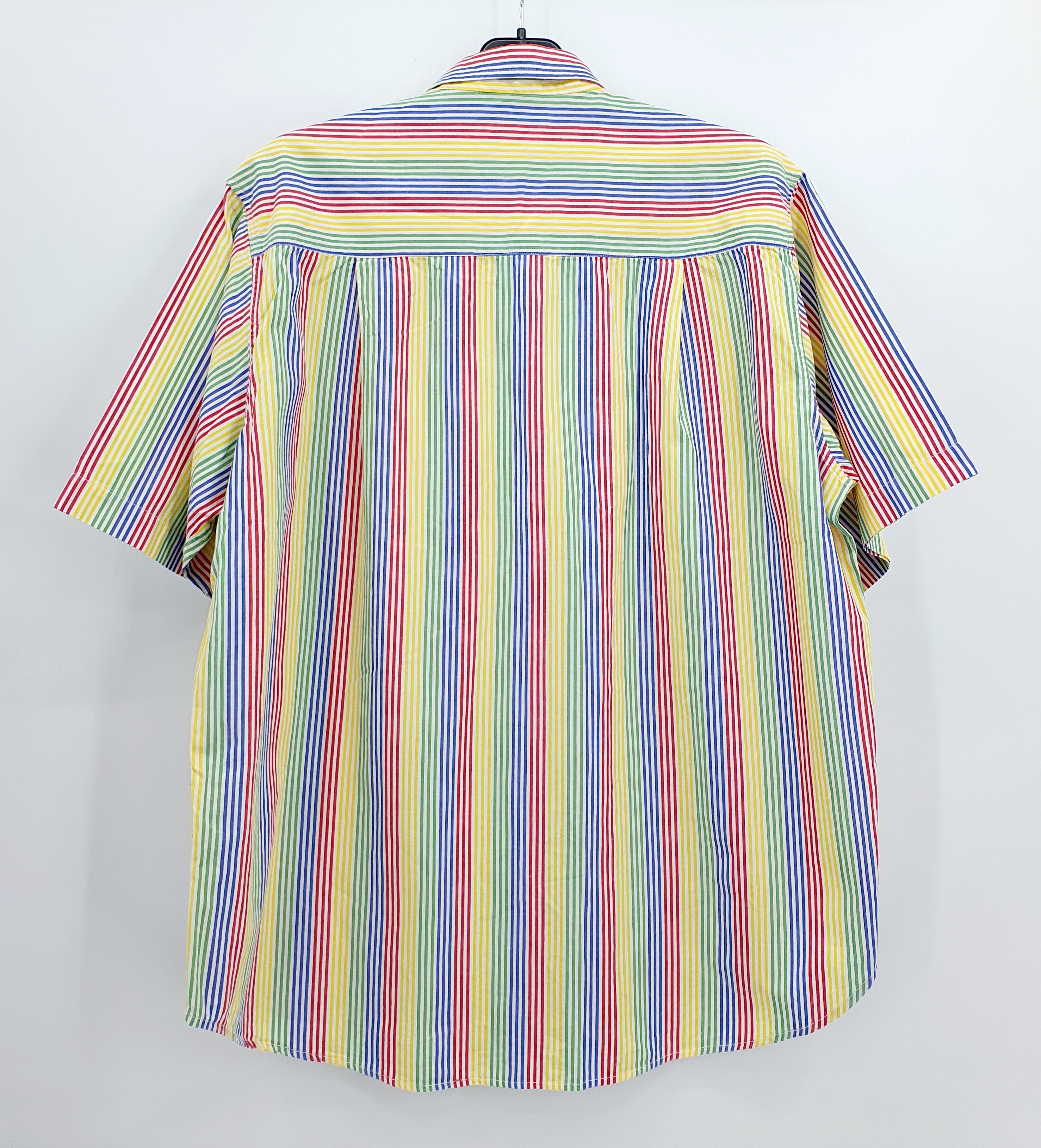 Chino, men's short-sleeved striped shirt from the 80s-90s, size 2XL