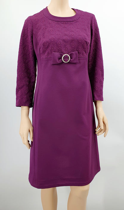 Suojanen Oy, plum-colored party dress from the 60s-70s, size 38