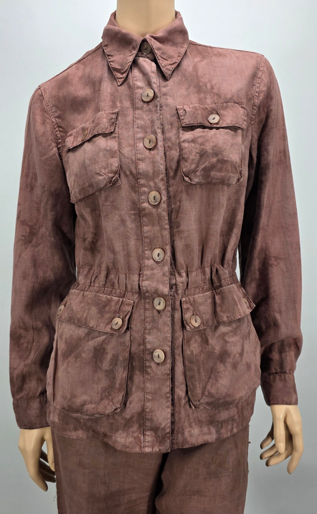 MEXX, brown linen jacket, 2000s, size 36-38