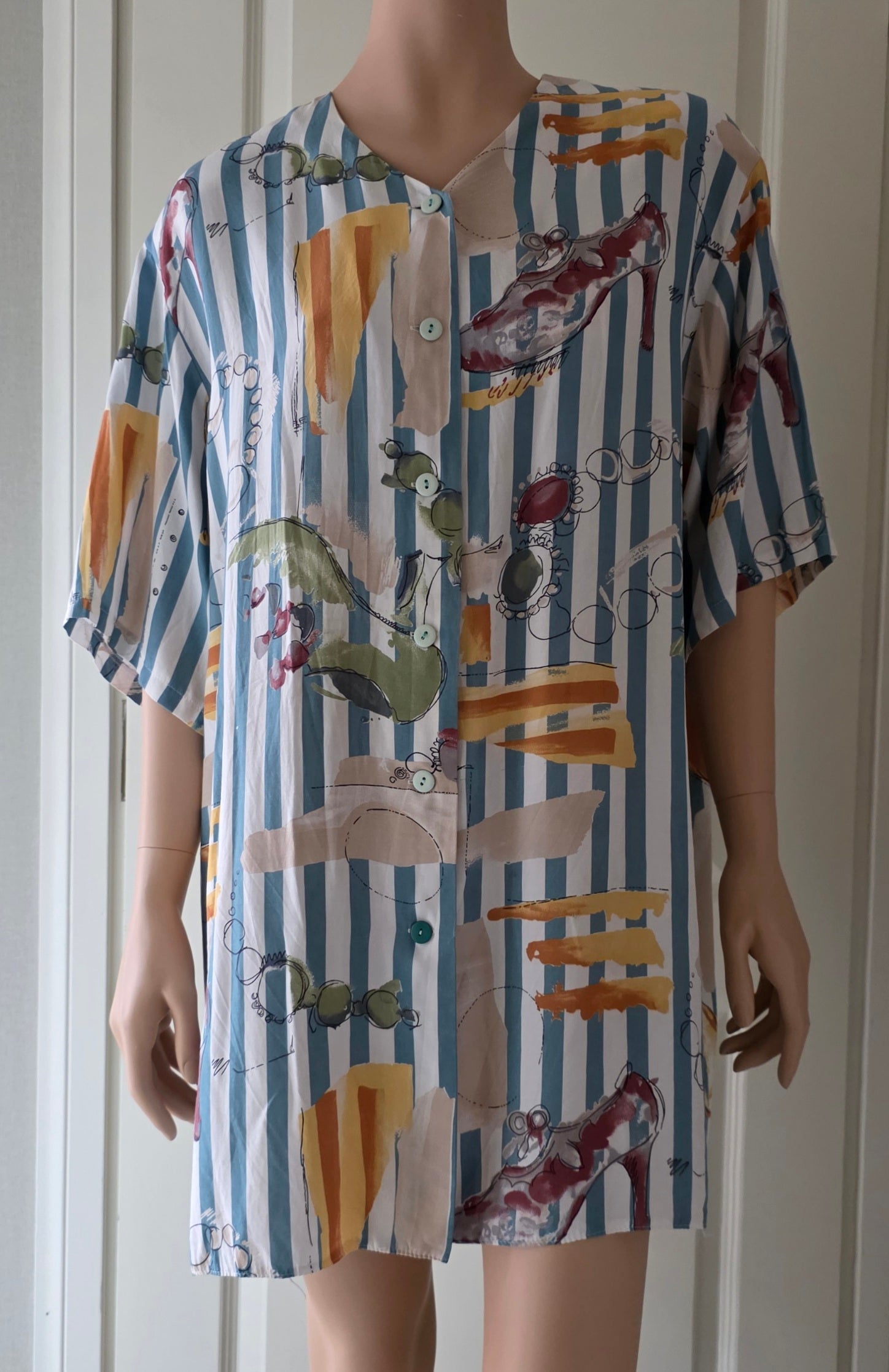 Joutsela, striped women's shirt from the 90s, size 46
