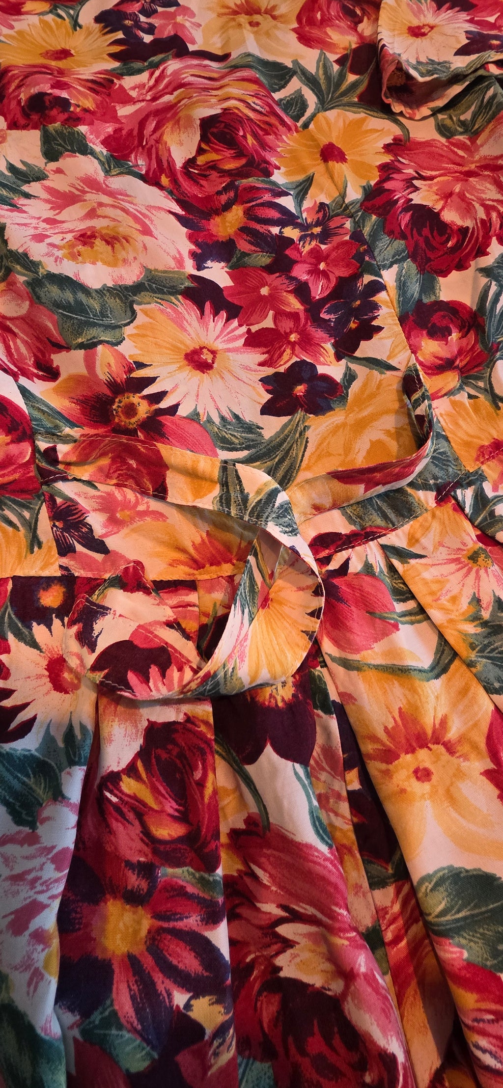 Floral viscose dress from the 90s, size 38