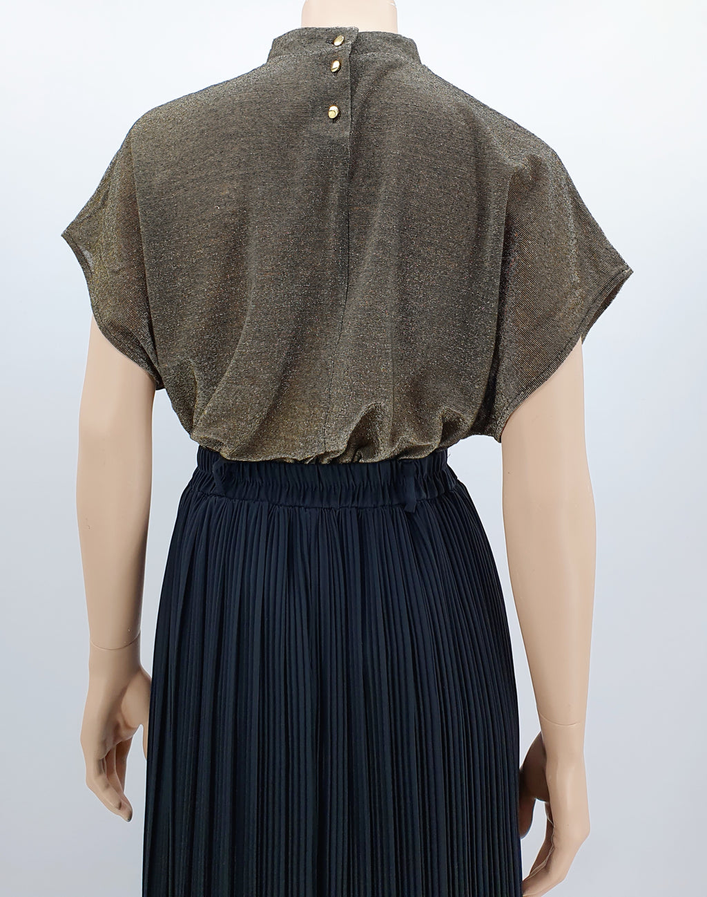 GG, gold-colored party blouse from the 90s, size 42-44