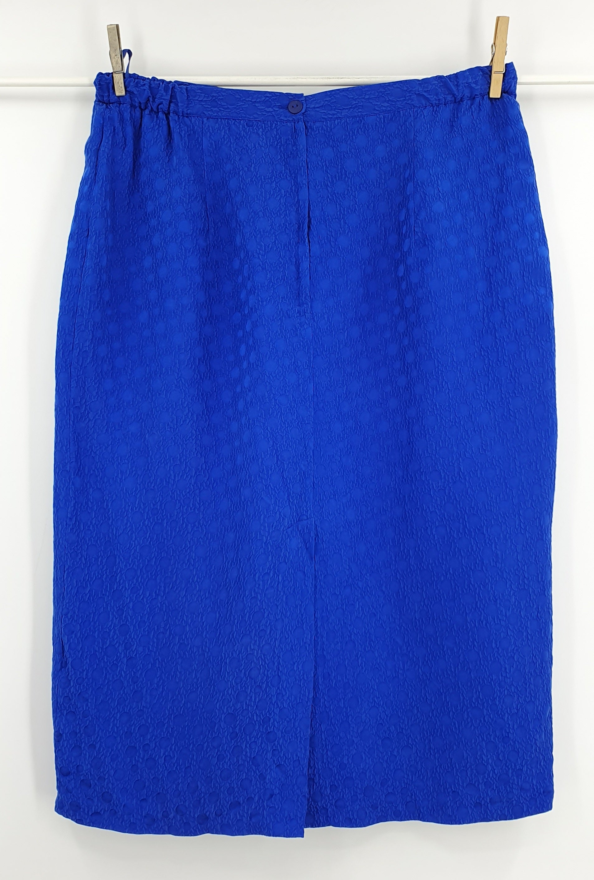 Amis, Finnish silk skirt from the 90s, color electric blue, waist 84-100cm, size 44-46