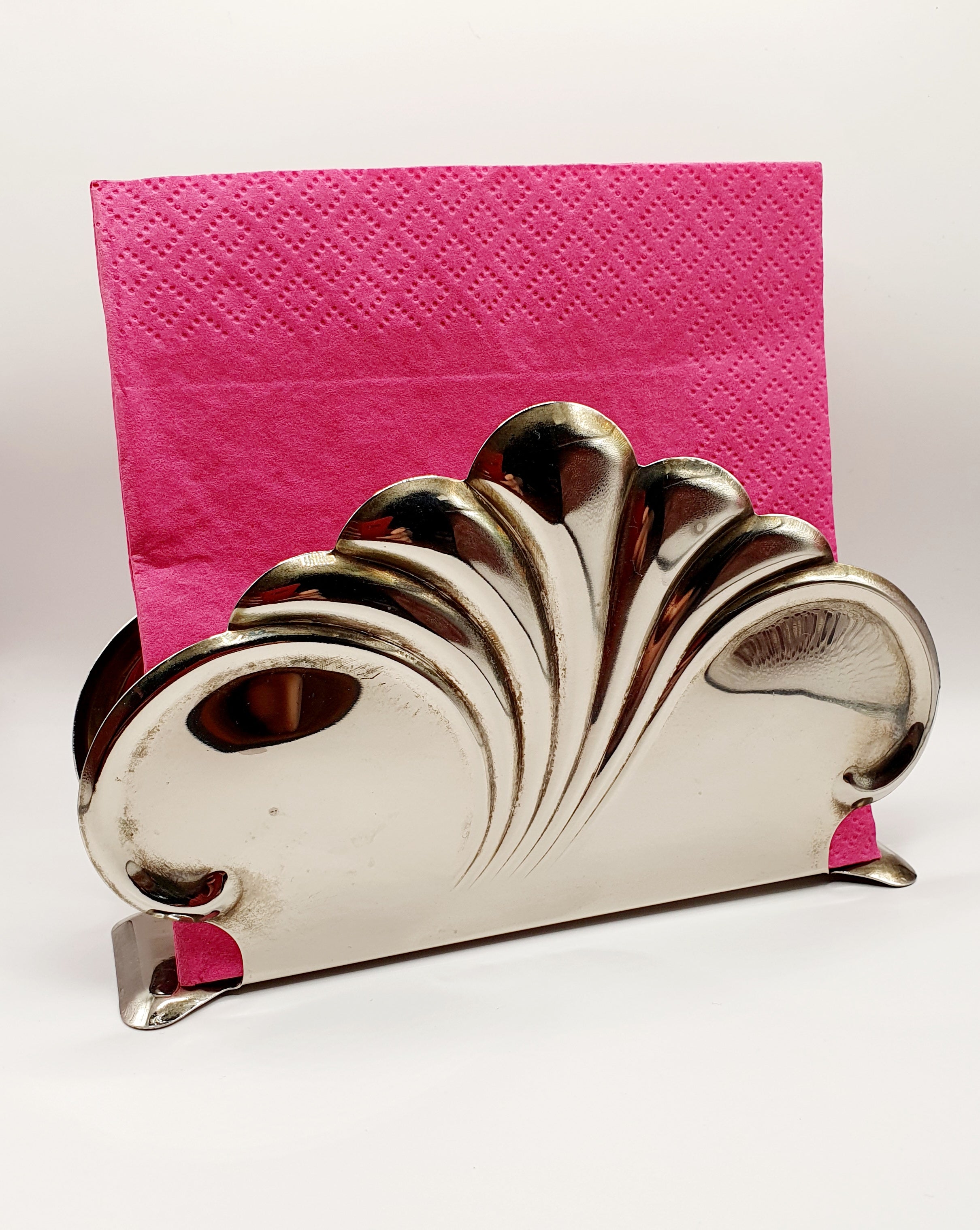Vintage napkin holder, wave pattern/floral pattern