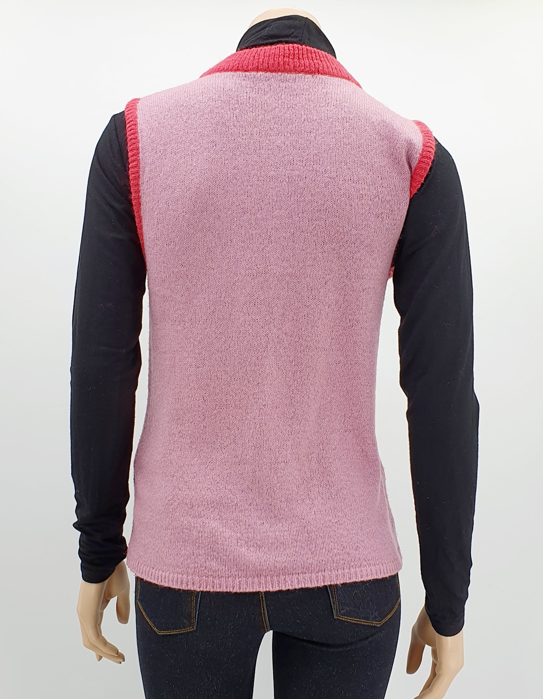 Hihaton villa neuletoppi 90-luku Roosanvärinen Kuva takaa