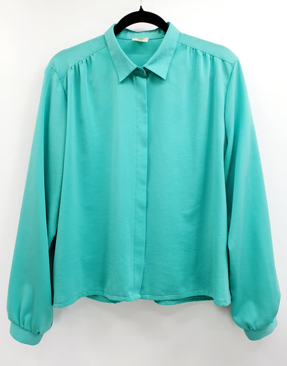 Pola, aqua green women's blouse from the 80s, size 40/42