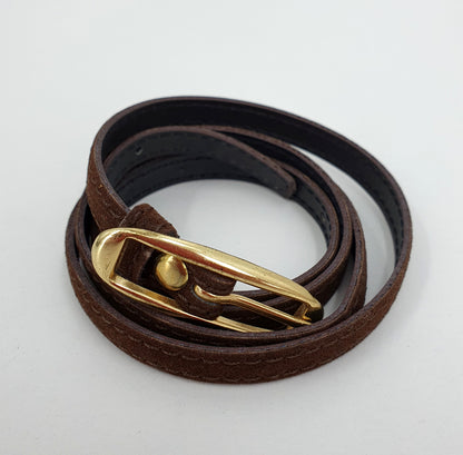 Brown narrow velvet belt from the 80s