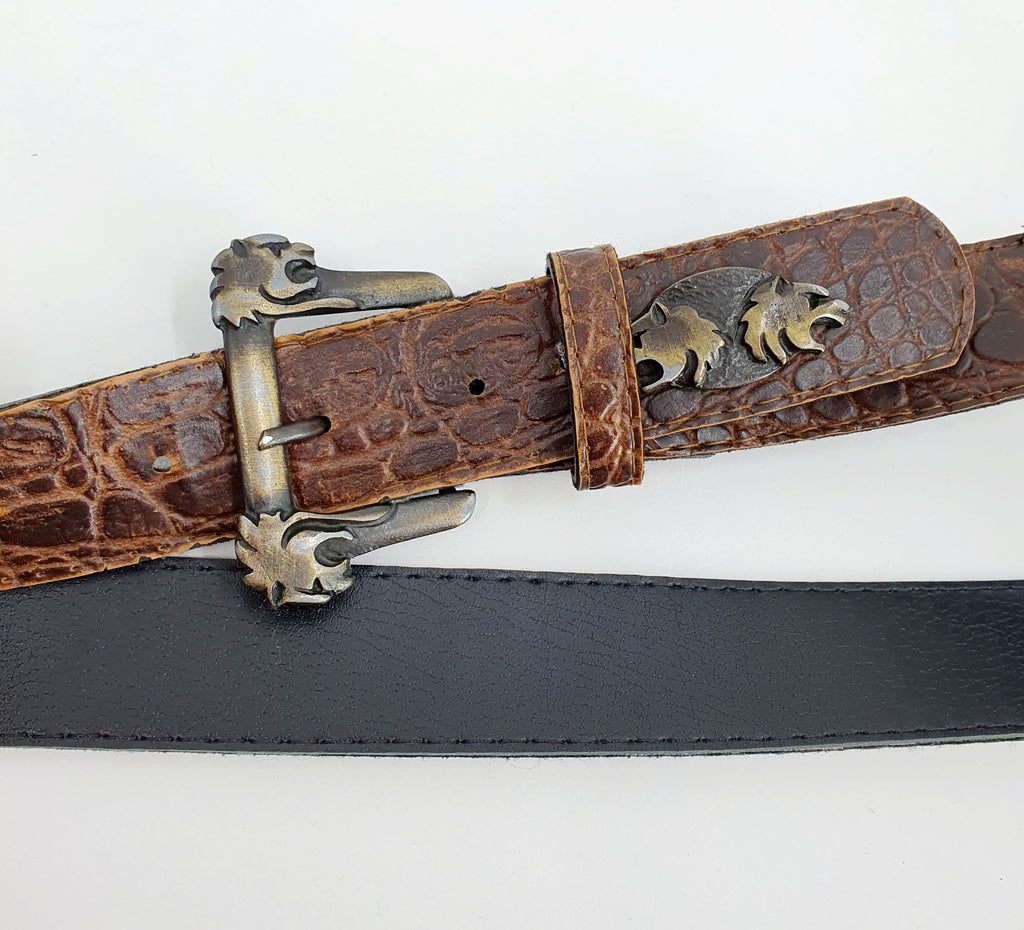 Lion pattern women's belt from the 90s, length 70-80cm