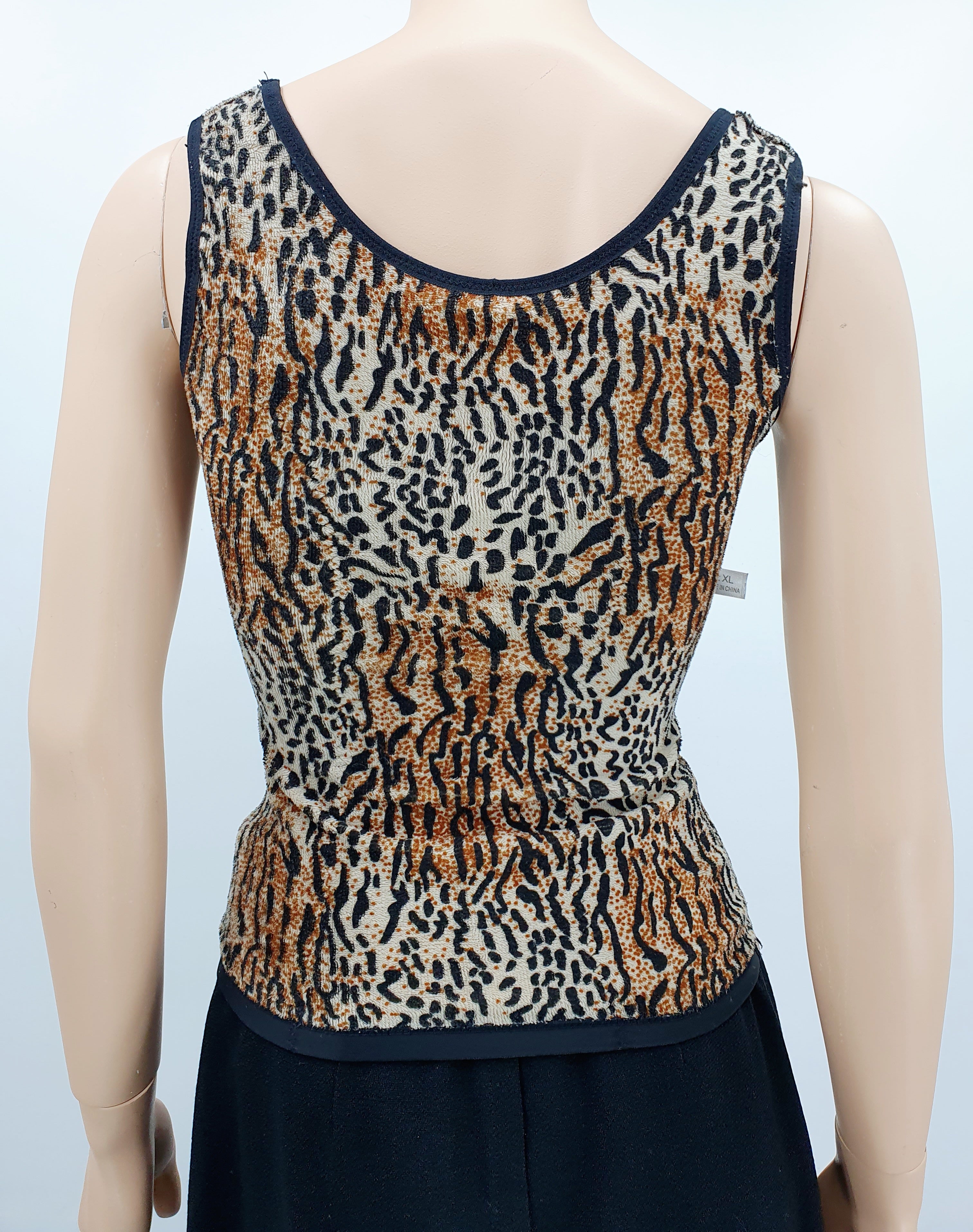 Muotoileva toppi, musta/pantterikuvio, koko 34-36