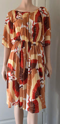 Flowing warm-toned summer dress from the 80s-90s, size 36-38-40
