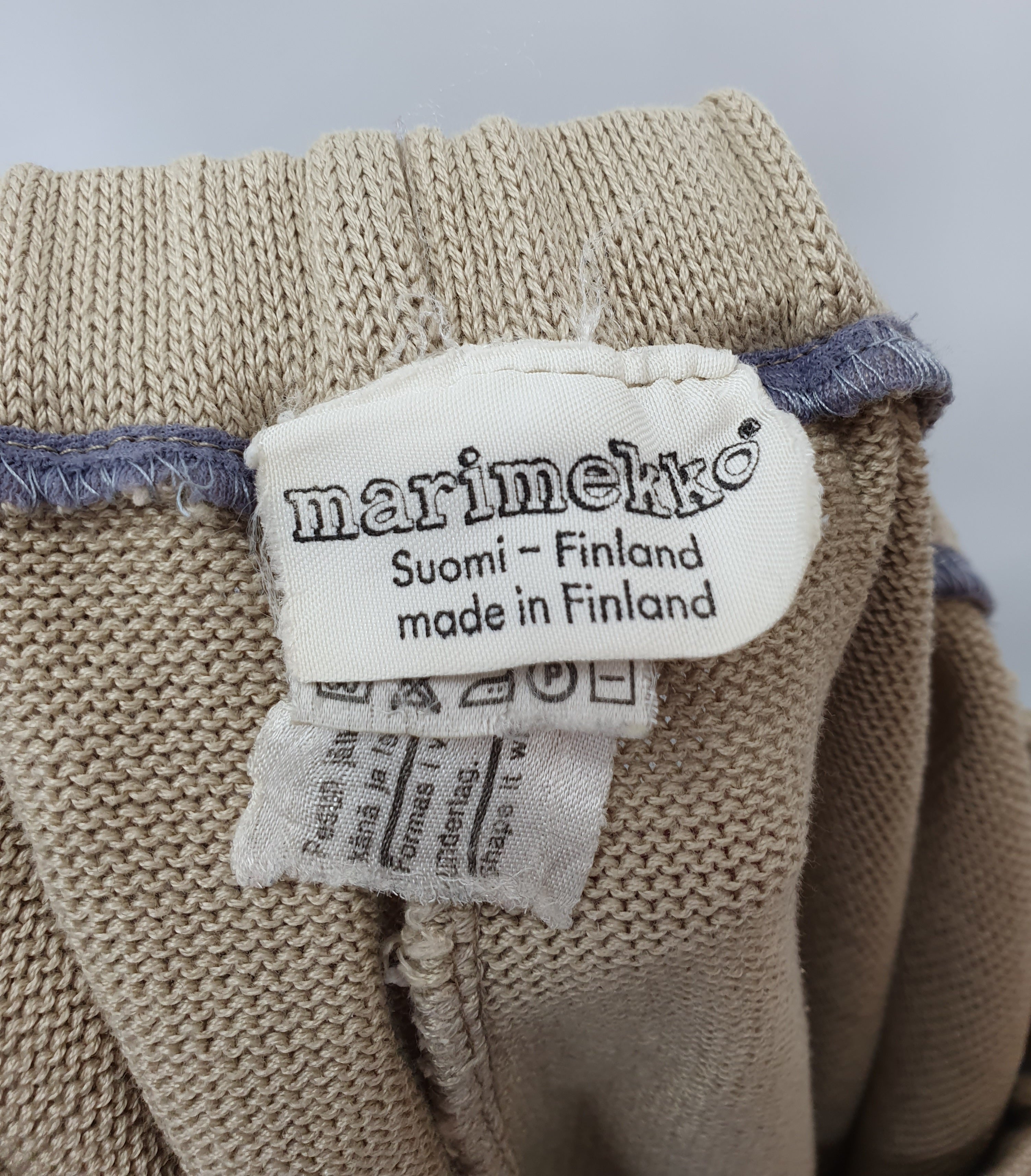Marimekko, beige cotton knit skirt from the 80s, waist 65-90cm, size 38-40