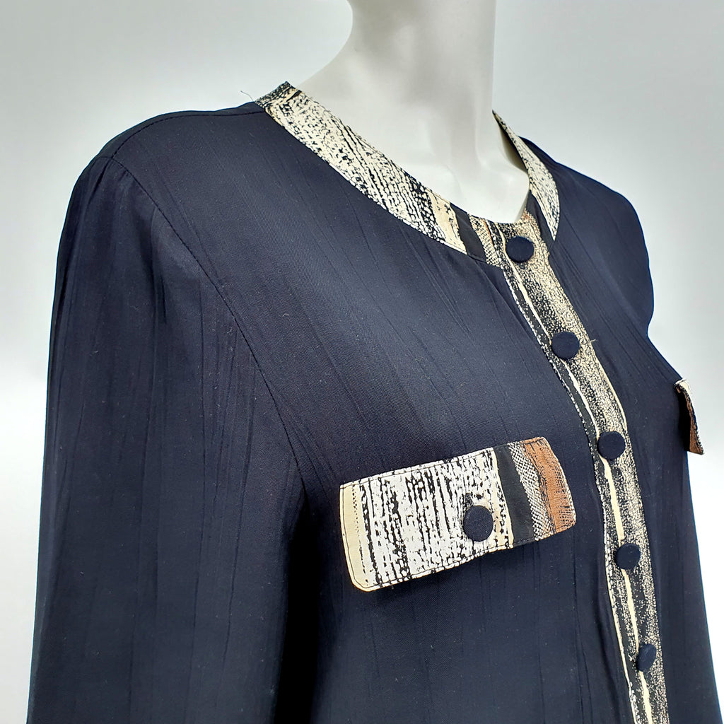 GR Design, black viscose shirt from the 90s, size 38/40