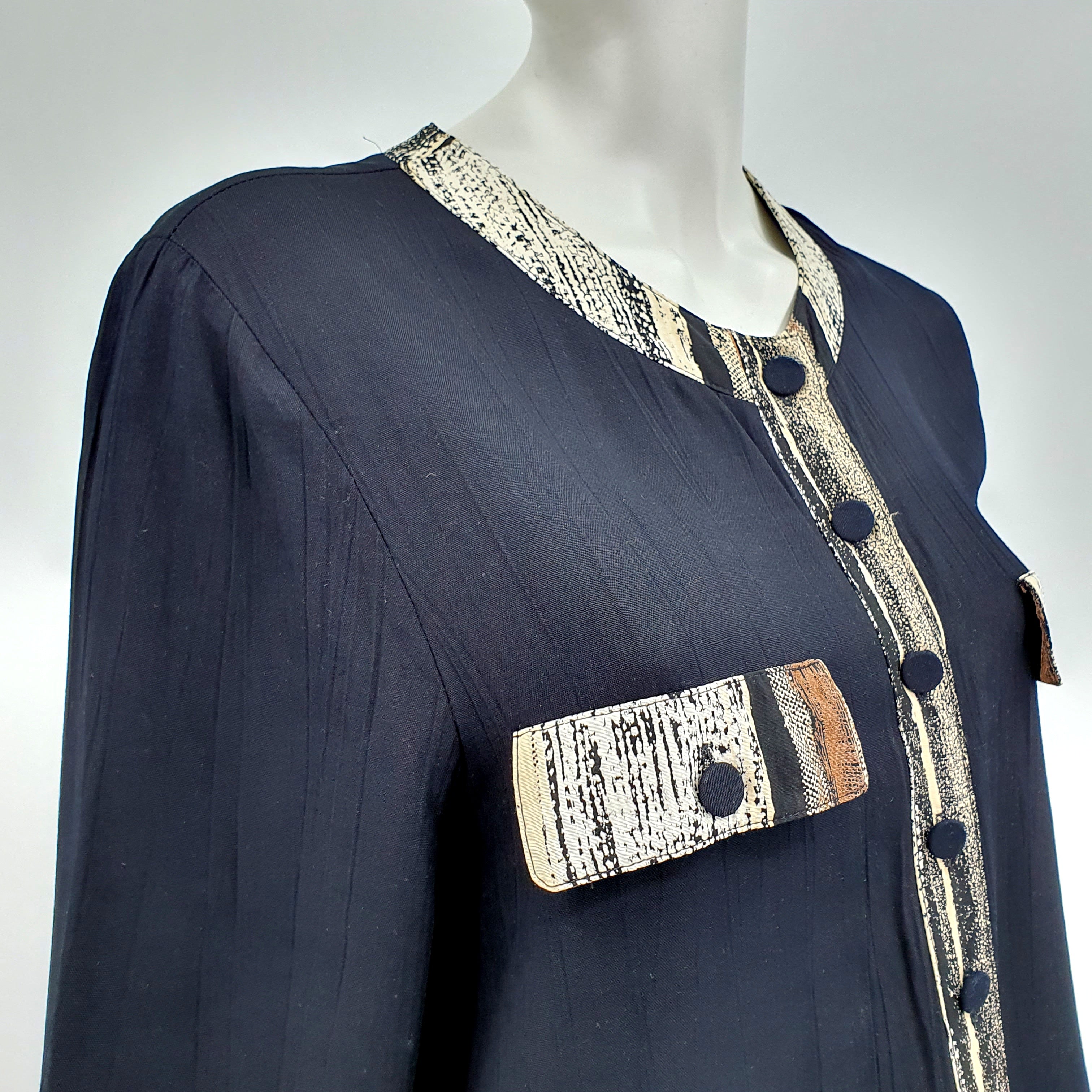 GR Design, black viscose shirt from the 90s, size 38/40
