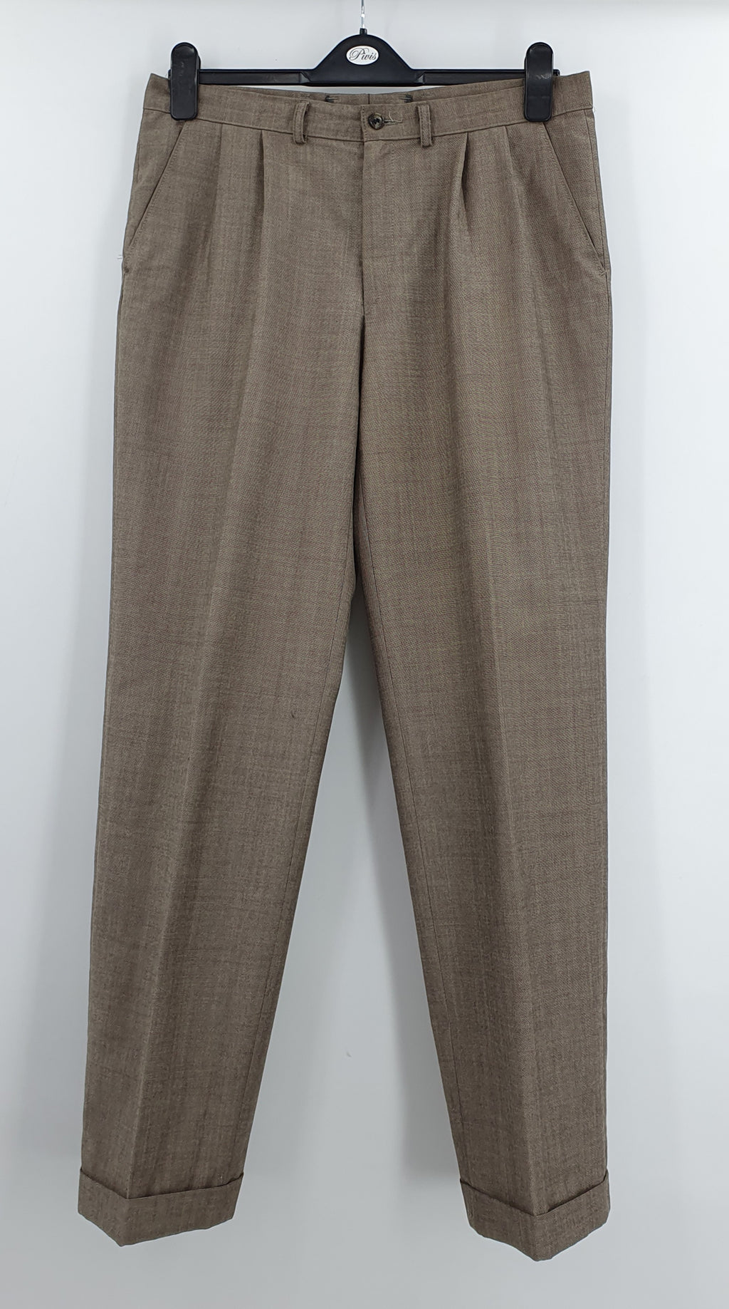 Men's straight trousers from the 80s-90s, color grey-brown waist 82cm