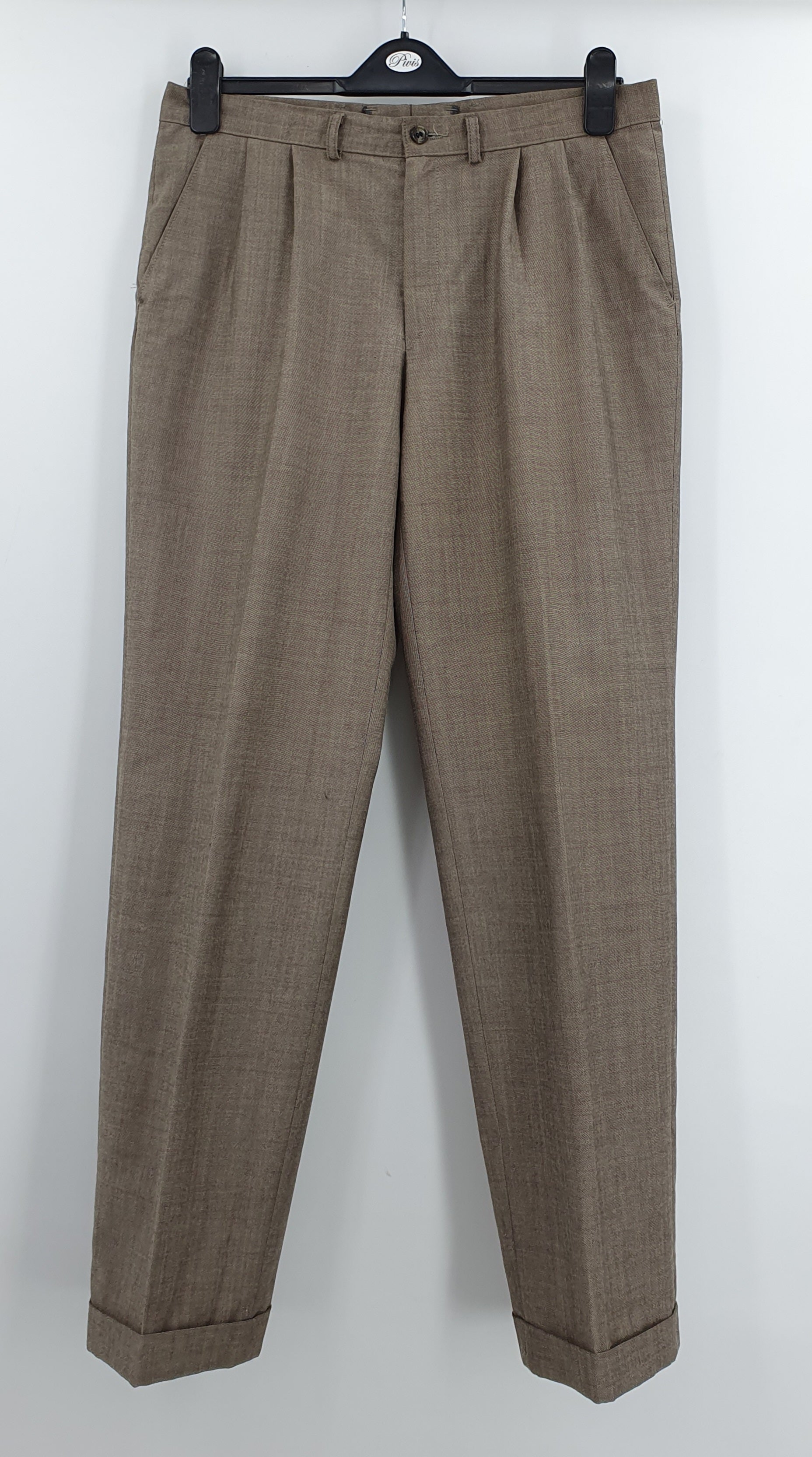 Men's straight trousers from the 80s-90s, color grey-brown waist 82cm