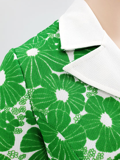 FinnKarelia, green and white shirt jacket from the 70s, size 38-40