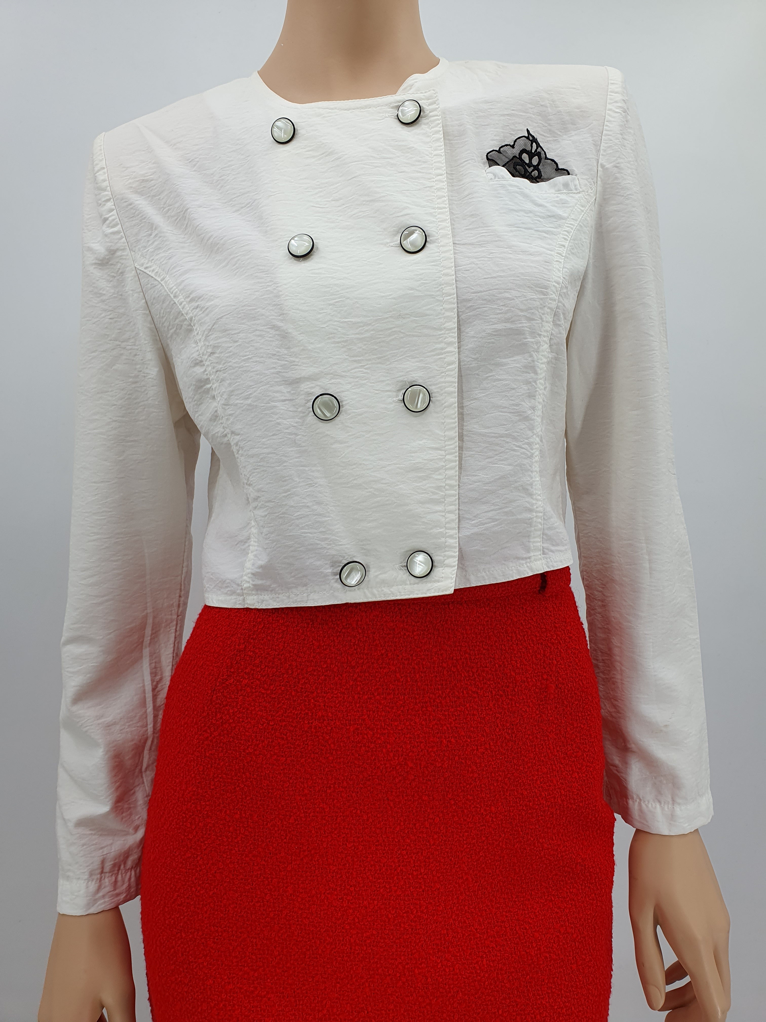 Merlyn, valkoinen lyhyt jakku 90-luvulta, koko 36