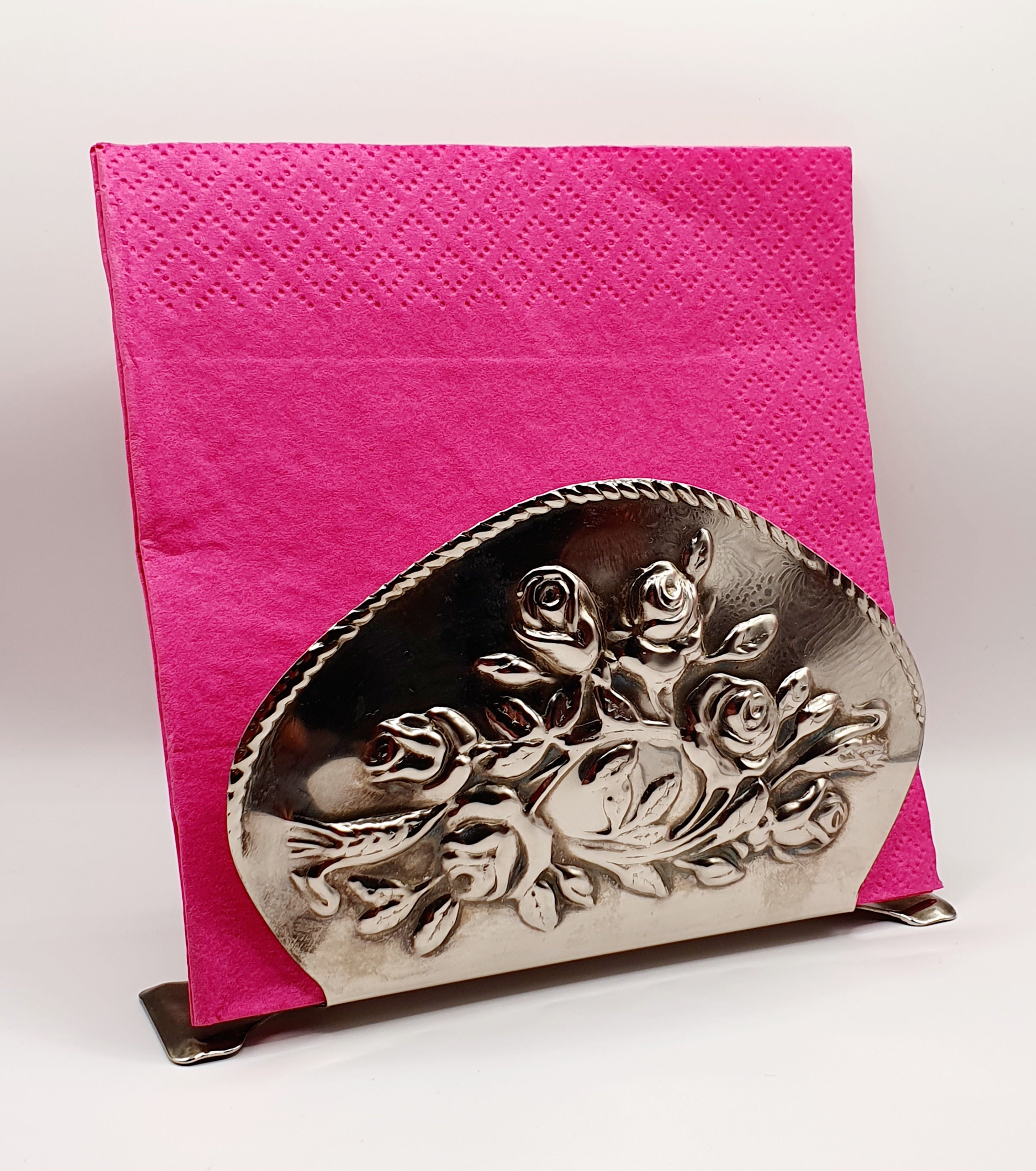 Vintage napkin holder, wave pattern/floral pattern