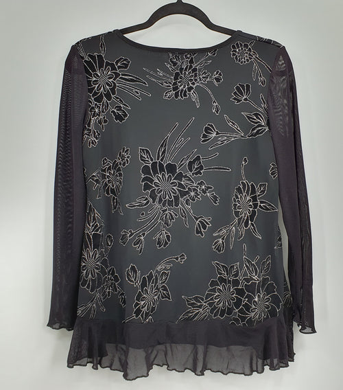 Elitzia, black sparkly party blouse from the 21st century, size 36