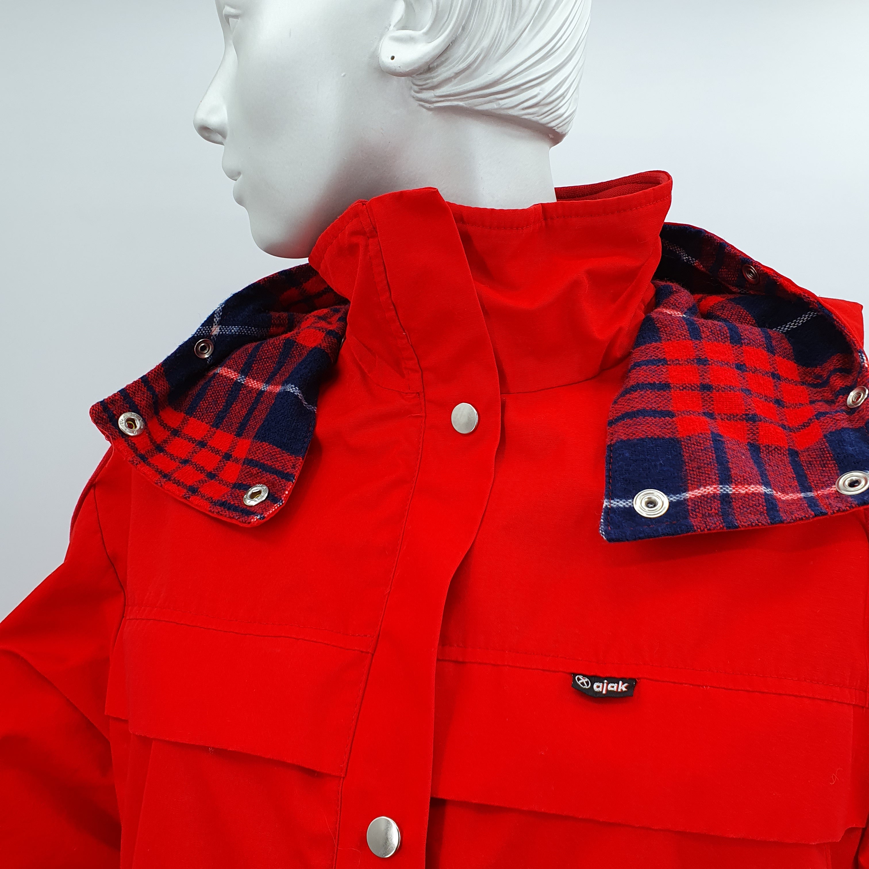 Ajak, bright red mid-season jacket from the 80s, size 38-40