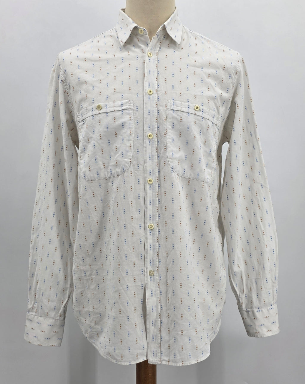 White men's cotton shirt, 70s-80s, size SM