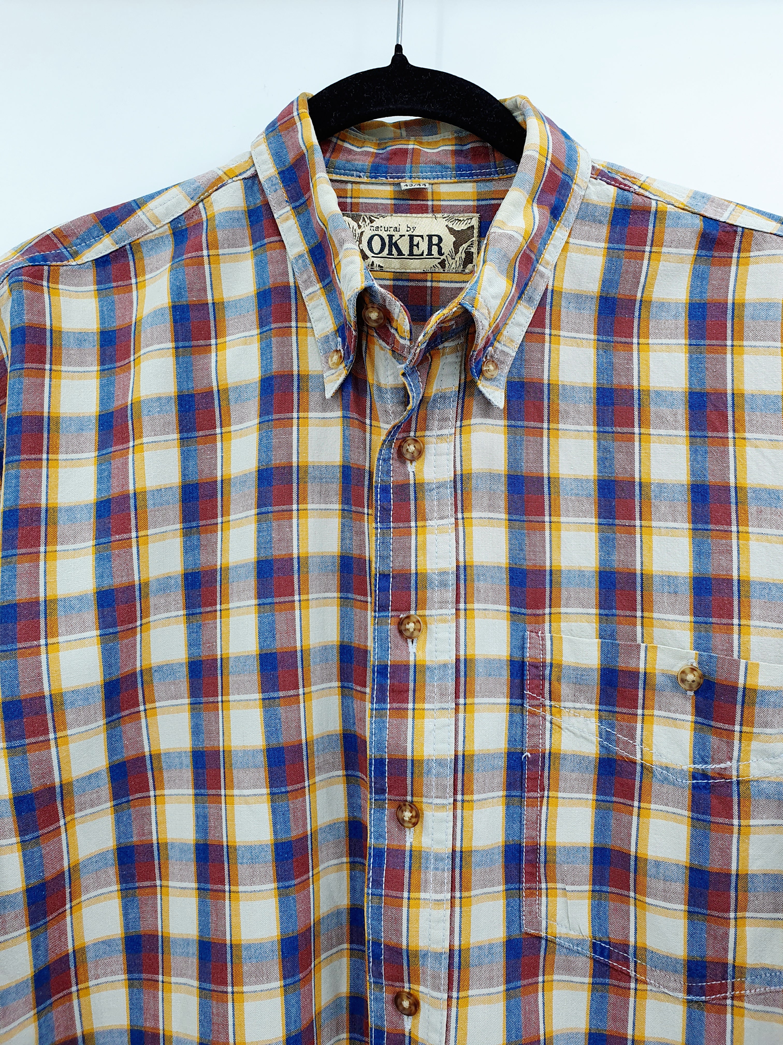 Oker, men's cotton check shirt from the 90s, size 43/44 (L)